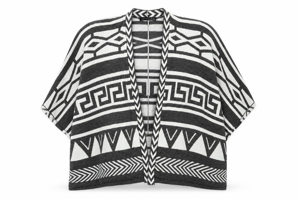 Atmosphere Womens Grey Geometric Knit Cardigan Jumper Size 12