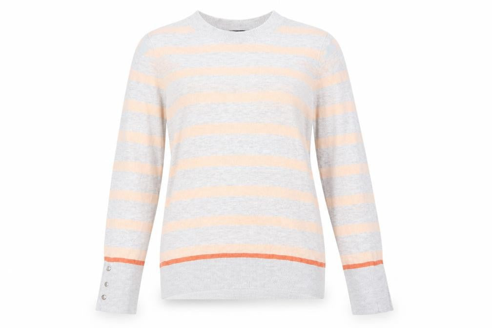 F&F Womens Grey Striped Knit Pullover Jumper Size 10