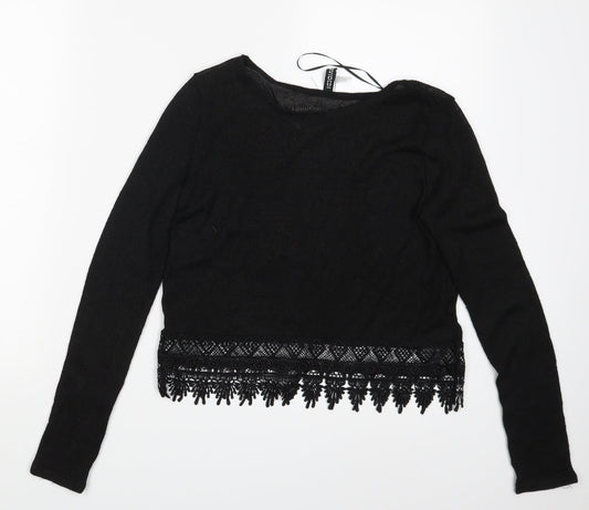 Divided Womens Black Floral  Basic T-Shirt Size XS