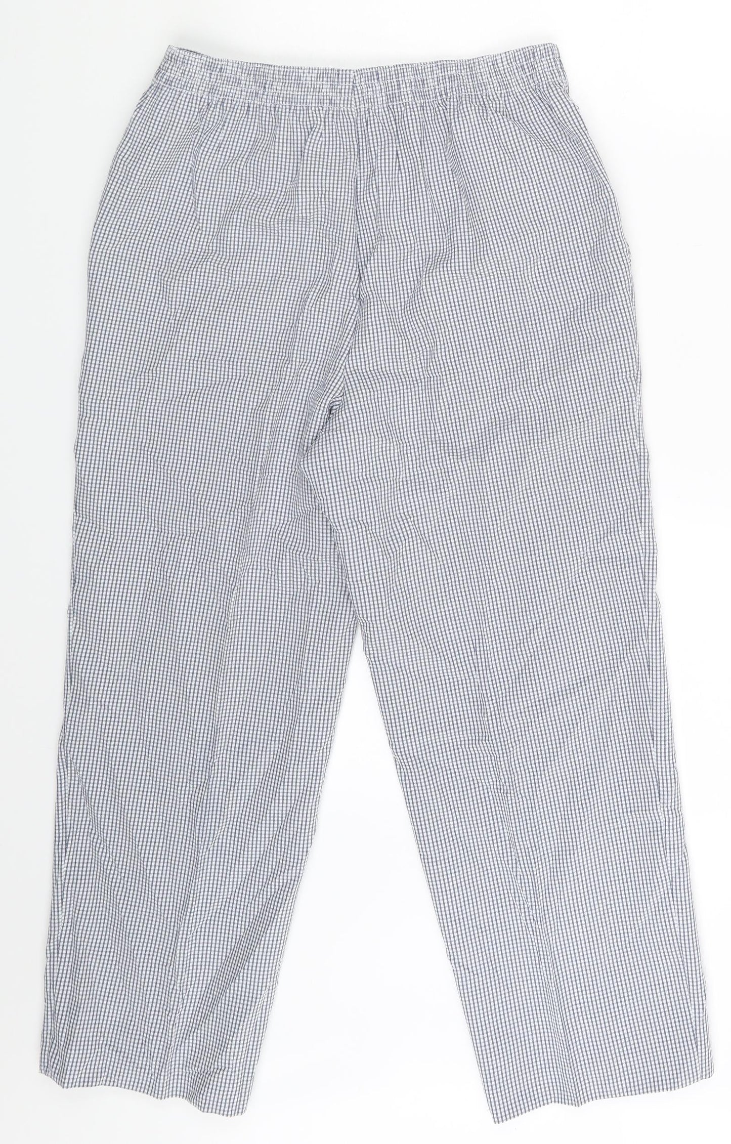 M&S Womens White Check  Sweatpants Trousers Size 8 L23 in