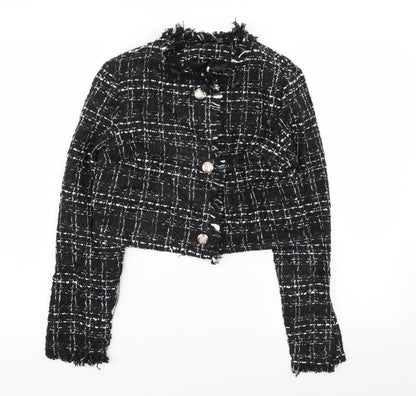 SHEIN Womens Black Geometric  Jacket Blazer Size 6