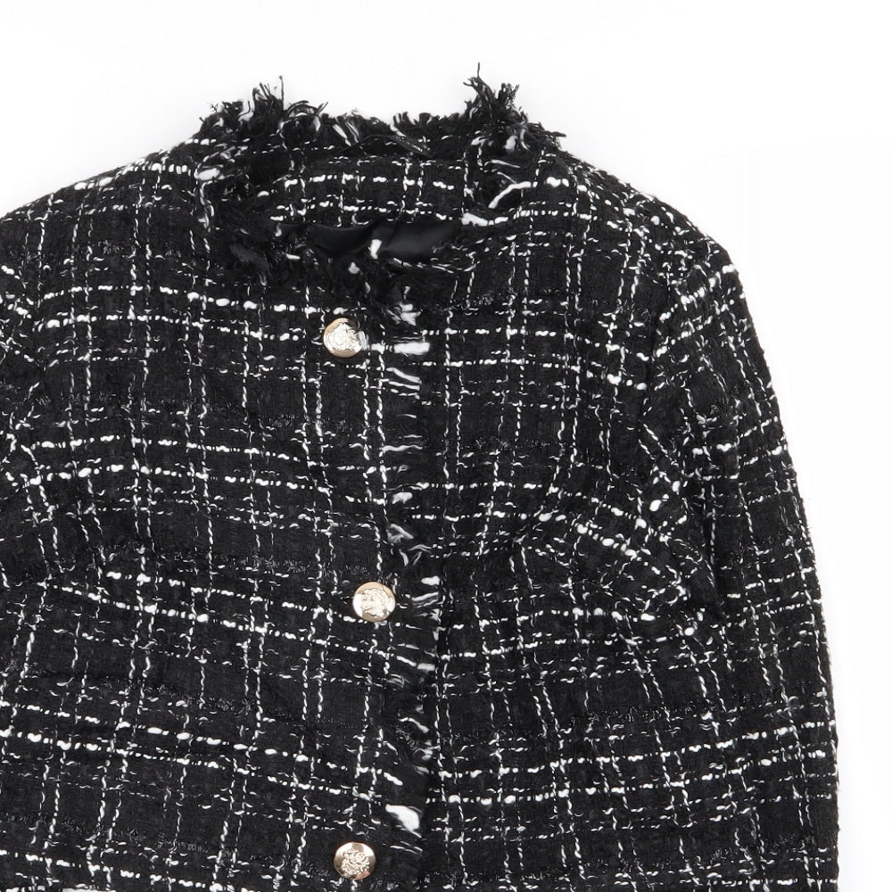 SheIn Womens Black Geometric  Jacket Blazer Size 6