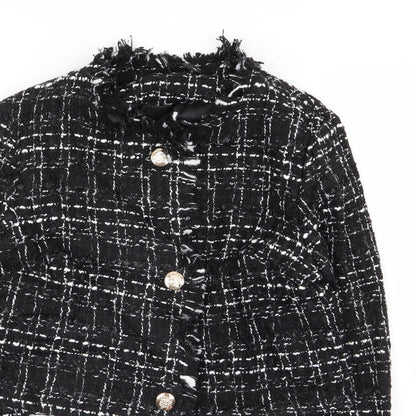 SHEIN Womens Black Geometric  Jacket Blazer Size 6