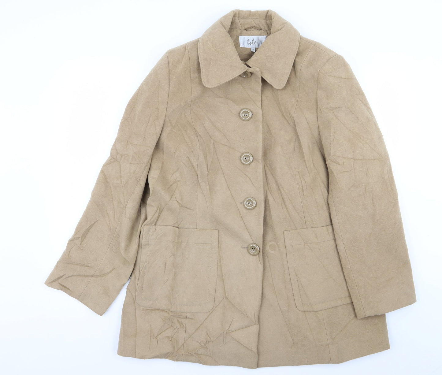 isle Womens Beige   Overcoat Coat Size 16