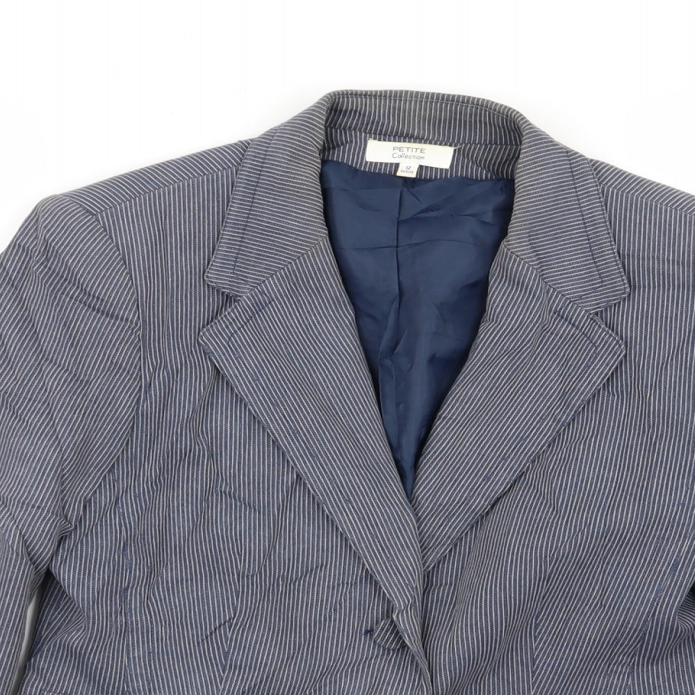 Debenhams Womens Blue Striped  Jacket Blazer Size 12