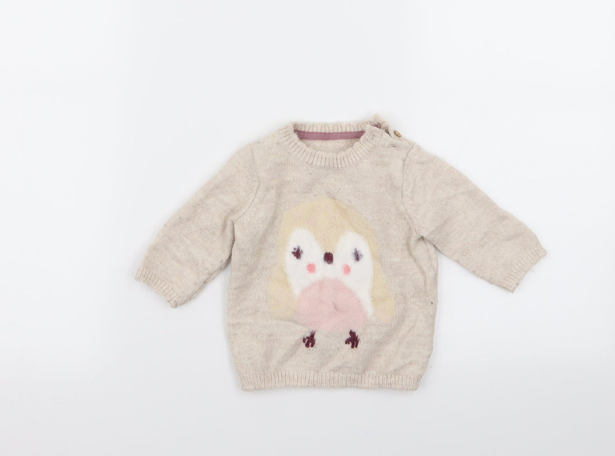 Additional front view of Asda George girls’ beige jumper, size 3-6, months