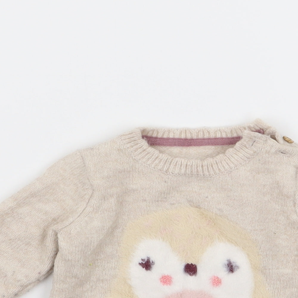 Close-up detail of Asda George girls’ beige jumper, size 3-6, months