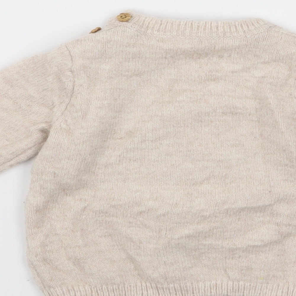 Brand and care label for Asda George girls’ beige jumper, size 3-6, months