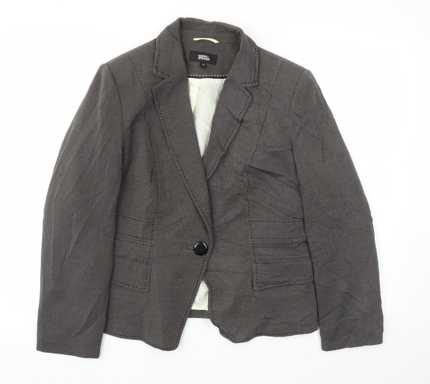 M&S Womens Grey   Jacket Blazer Size 14
