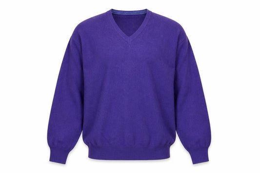 Front view of jhon lewis men’s purple pullover sweatshirt, size S