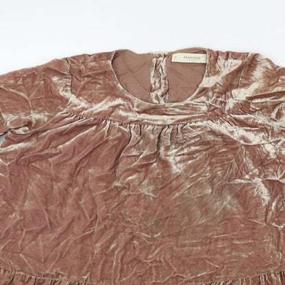 Close-up detail of Mango girls’ pink basic blouse, size 9, years