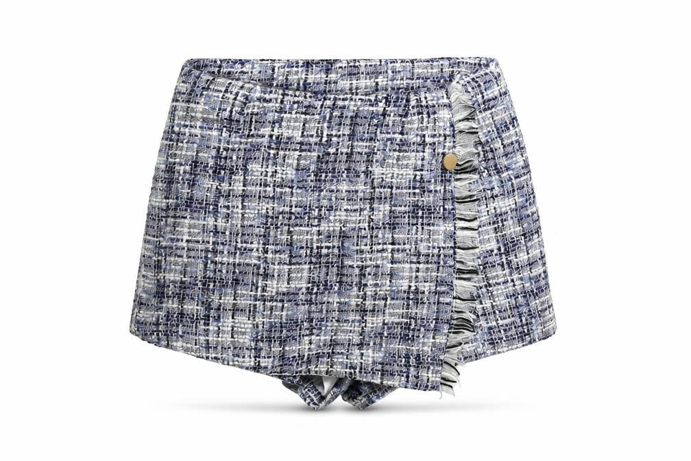 Kaycee Womens Blue Check  Cut-Off Shorts Size L