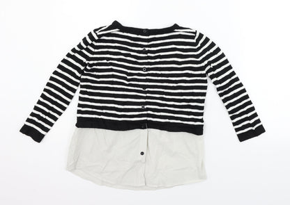 Additional front view of Atmosphere women’s black striped jumper, size UK 6