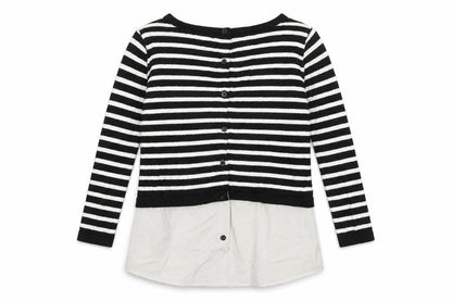 Front view of Atmosphere women’s black striped jumper, size UK 6