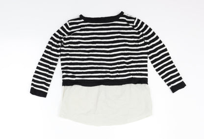Back view of Atmosphere women’s black striped jumper, size UK 6