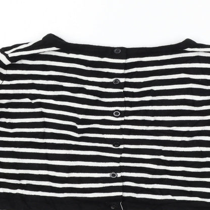 Close-up detail of Atmosphere women’s black striped jumper, size UK 6