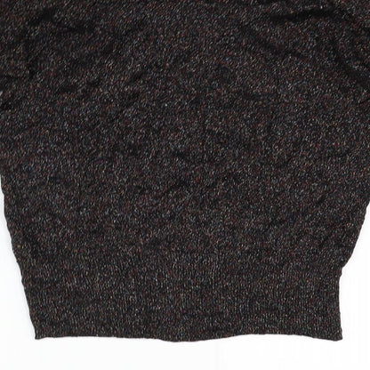 Brand and care label for French Connection women’s purple jumper, size L