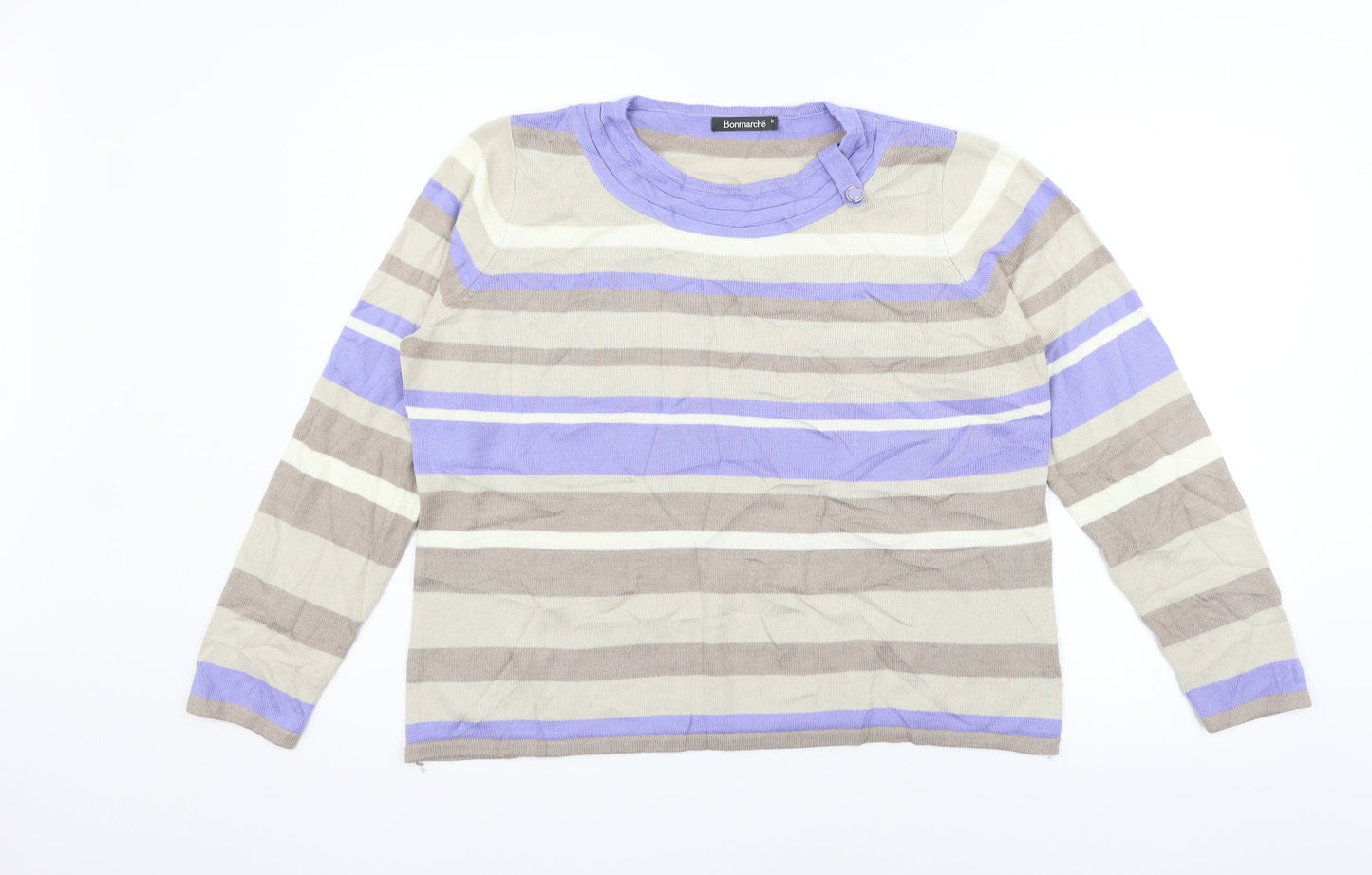 BONMARCHE Womens Beige Striped  Pullover Jumper Size M