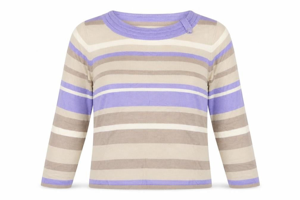 Bonmarché Womens Beige Striped Pullover Jumper Size M
