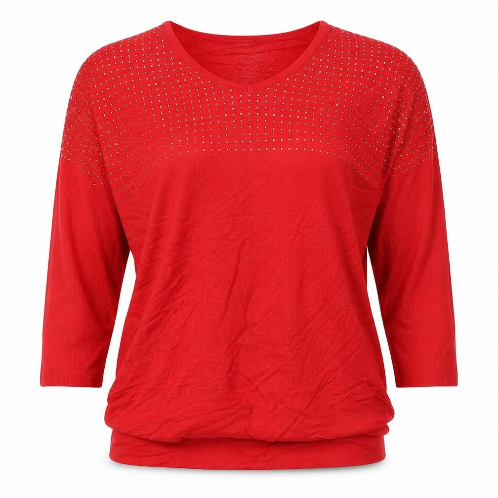 Quiz Womens Red   Henley Jumper Size L