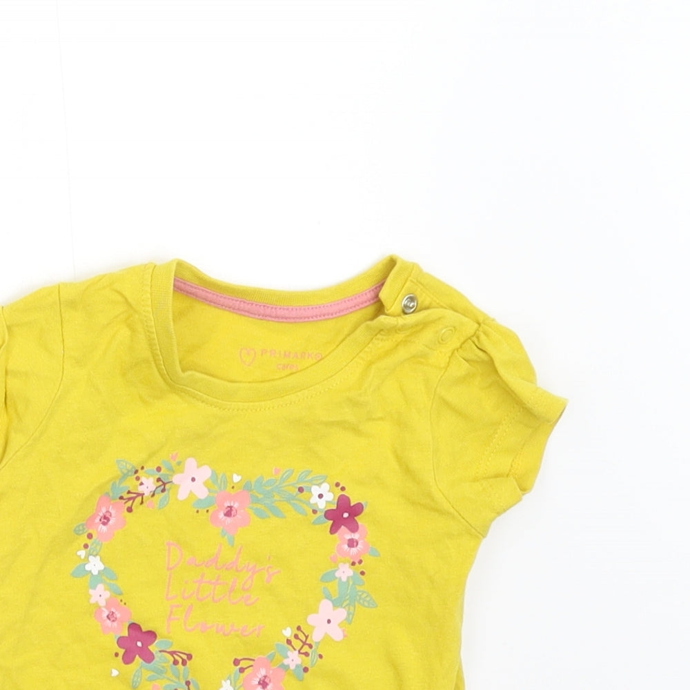 Primark Girls Yellow   Basic T-Shirt Size 6-9 Months