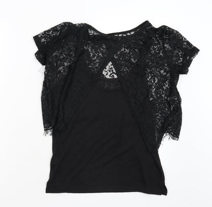 Back view of Miss Selfridge women’s black basic t-shirt, size UK 8
