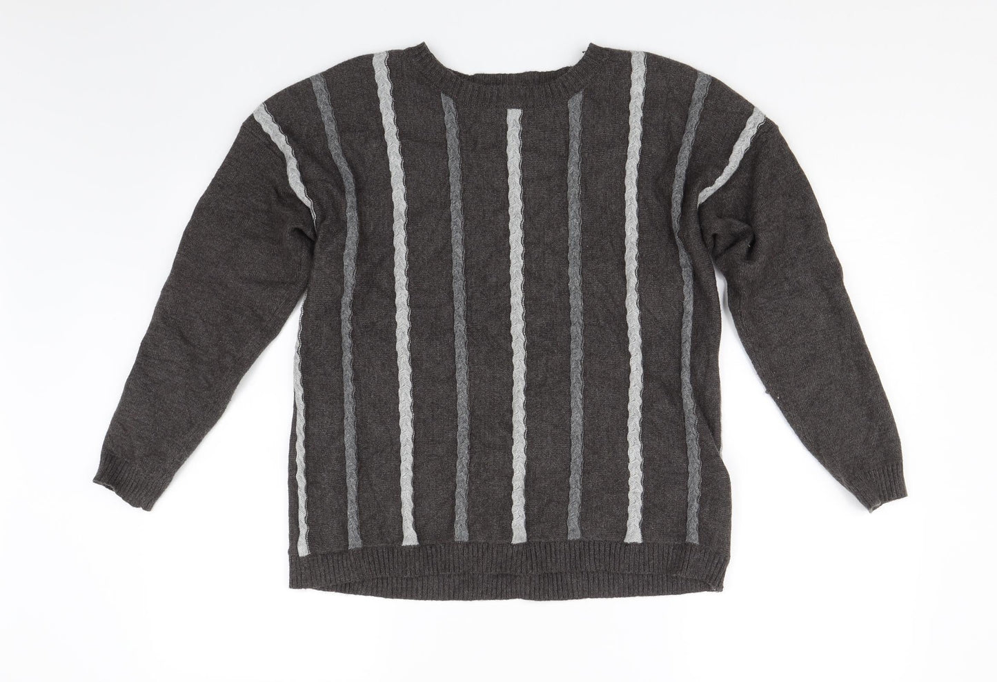 Casami Mens Grey Striped  Pullover Jumper Size M