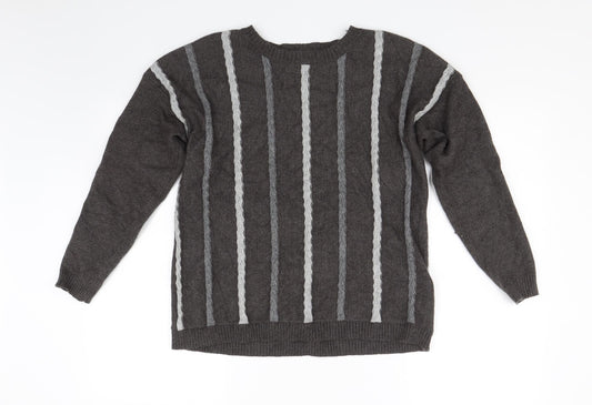 Casami Mens Grey Striped  Pullover Jumper Size M