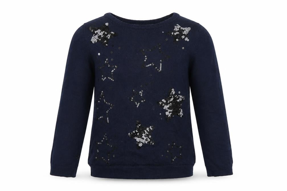 H&M Girls Blue Geometric  Pullover Jumper Size 5 Years  - Stars
