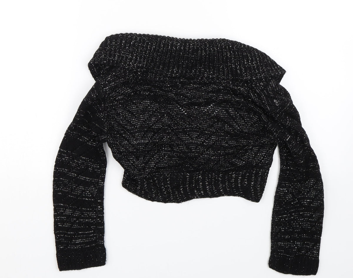 Ethel Austin Girls Black  Knit Cape Jumper Size 11-12 Years