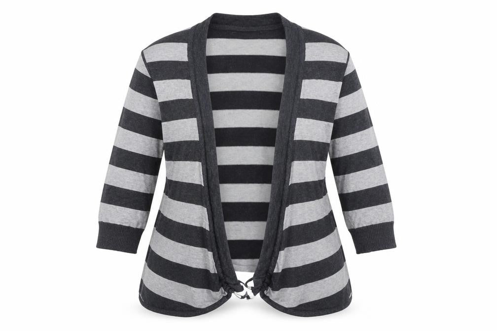 Precis Womens Grey Striped  Cardigan Jumper Size S