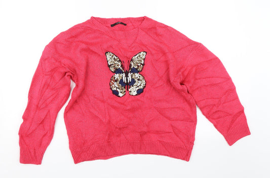 George Womens Pink  Knit Pullover Jumper Size M  - BUTTERFLY