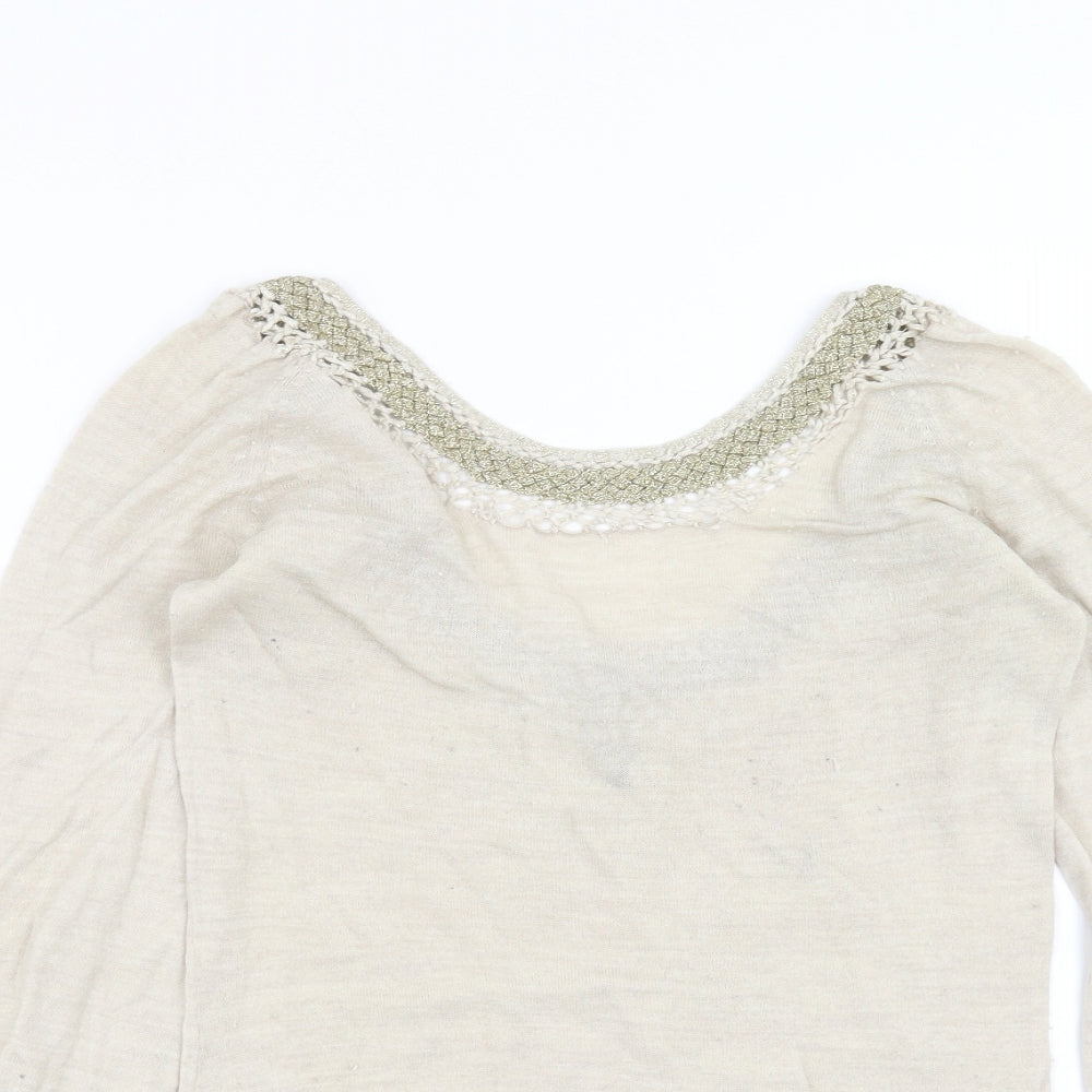 Topshop Womens Beige  Knit Pullover Jumper Size 10