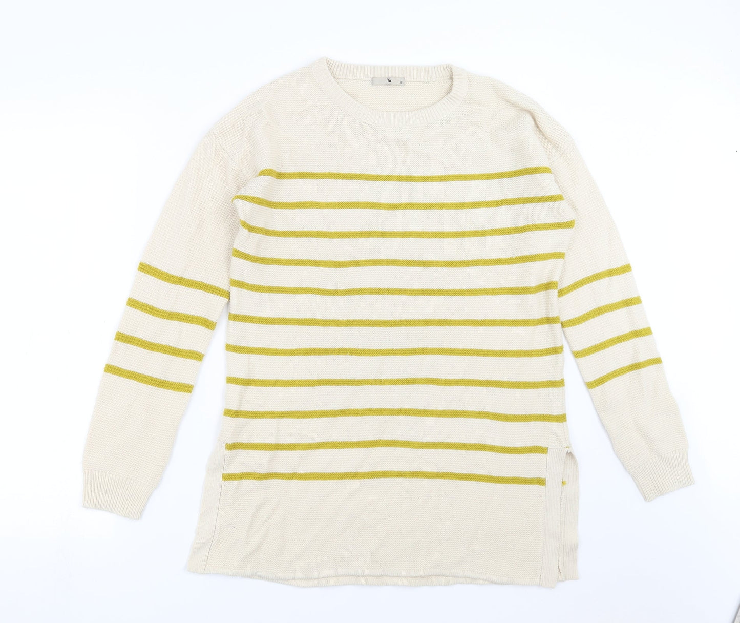 Sainsburys  Womens Beige Striped Knit Pullover Jumper Size 12