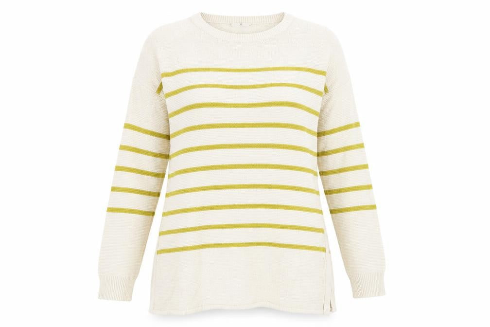 Sainsburys  Womens Beige Striped Knit Pullover Jumper Size 12