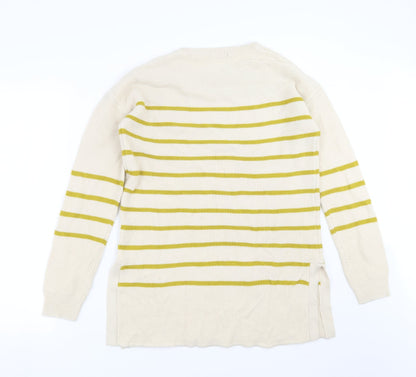 Back view of TU women’s beige striped knit jumper, size UK 12