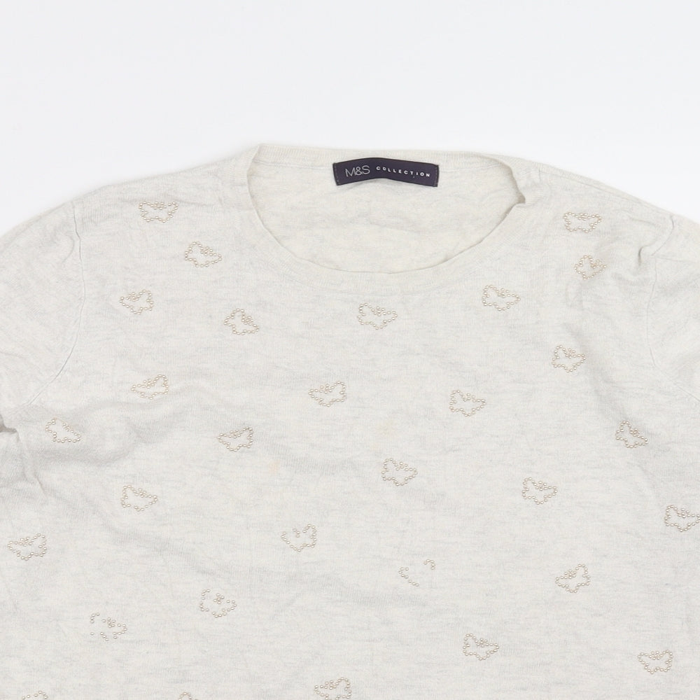 Marks and Spencer Womens Beige  Knit Pullover Jumper Size 14  - butterflies