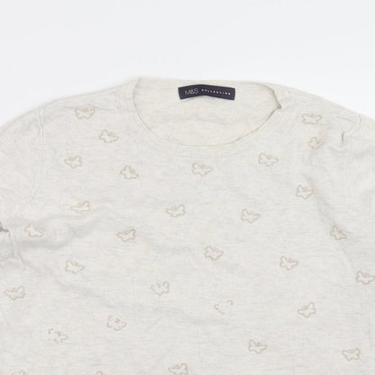 Marks & Spencer Womens Beige  Knit Pullover Jumper Size 14  - butterflies
