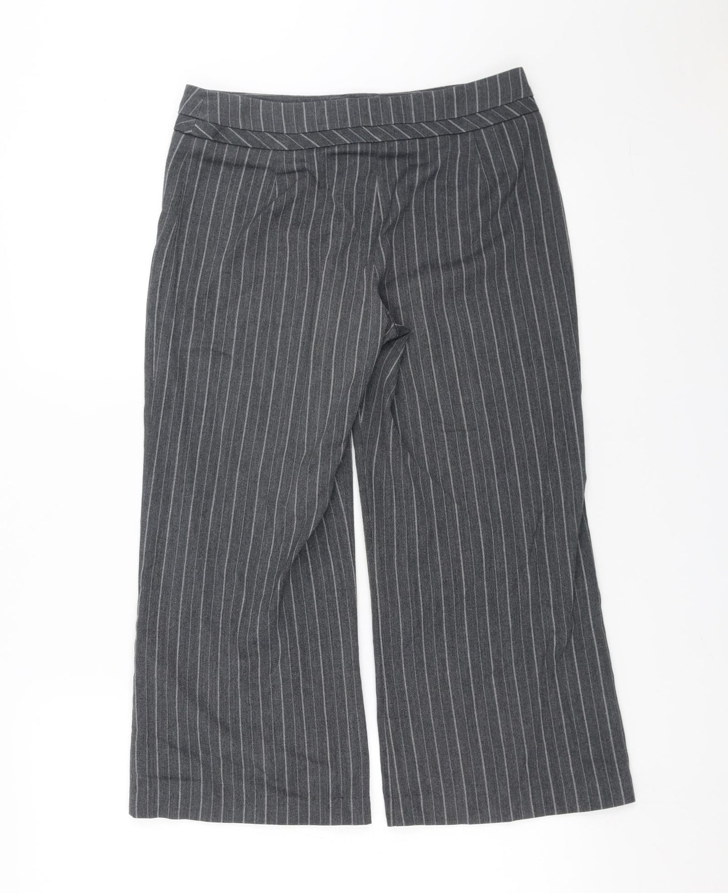 Marks and Spencer Womens Grey Striped  Cropped Trousers Size 6 L21 in