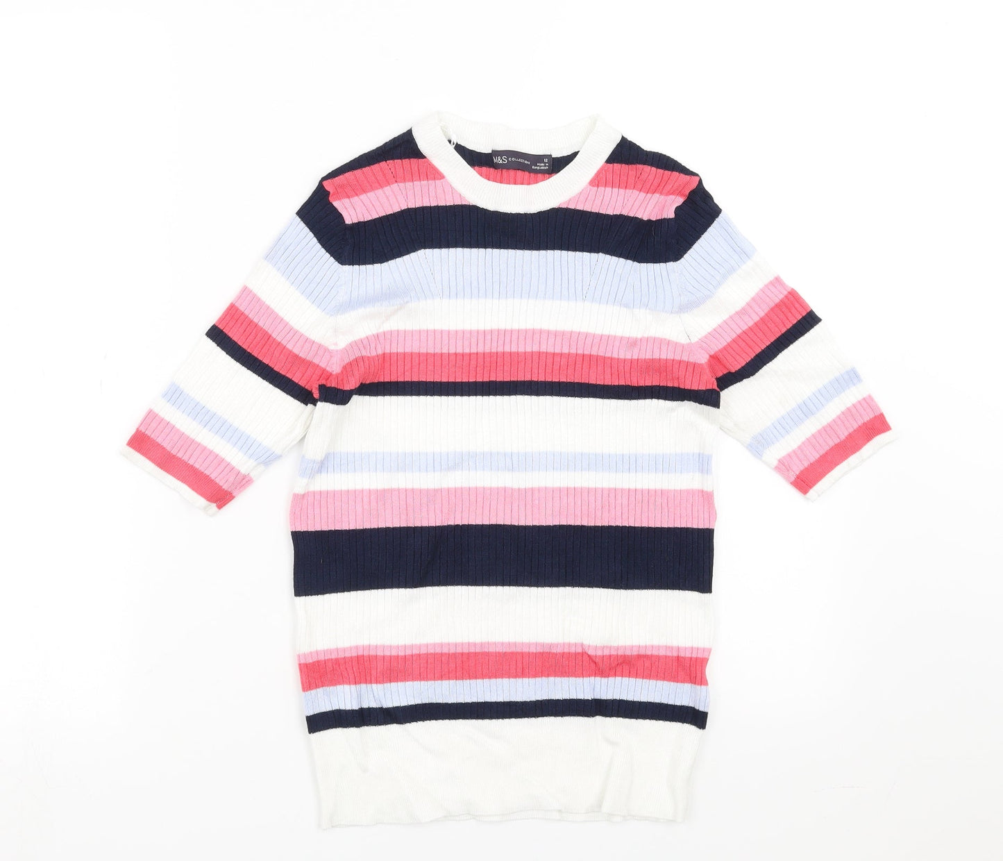 Marks and Spencer Womens Multicoloured Striped  Pullover Jumper Size 12