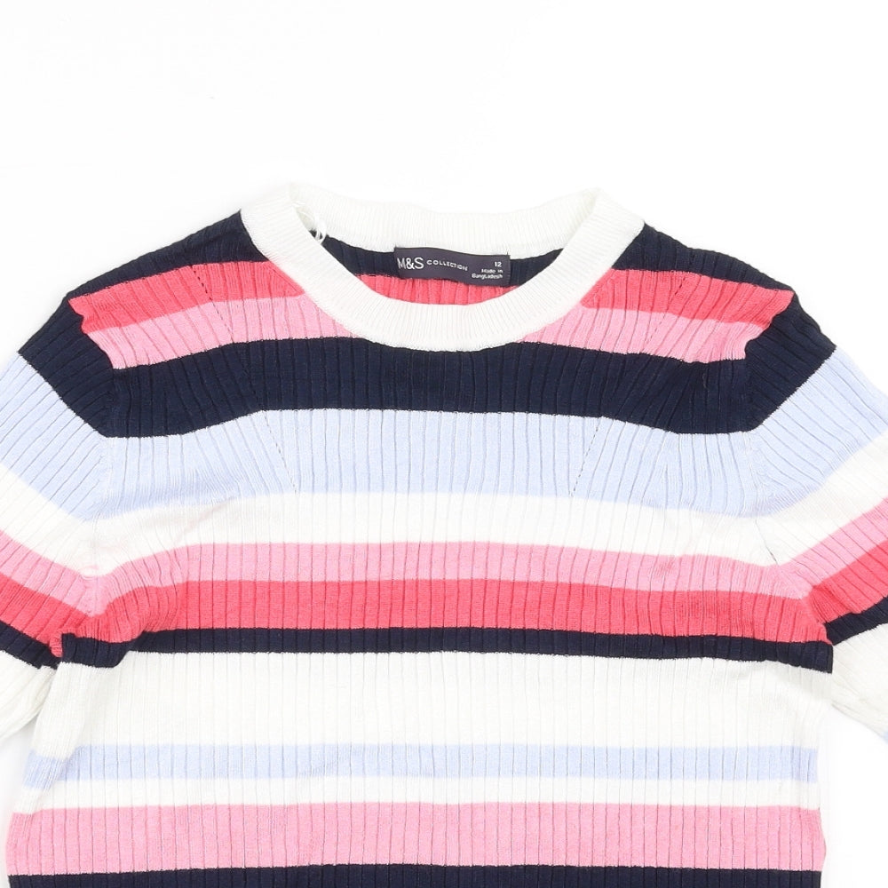 Marks and Spencer Womens Multicoloured Striped  Pullover Jumper Size 12