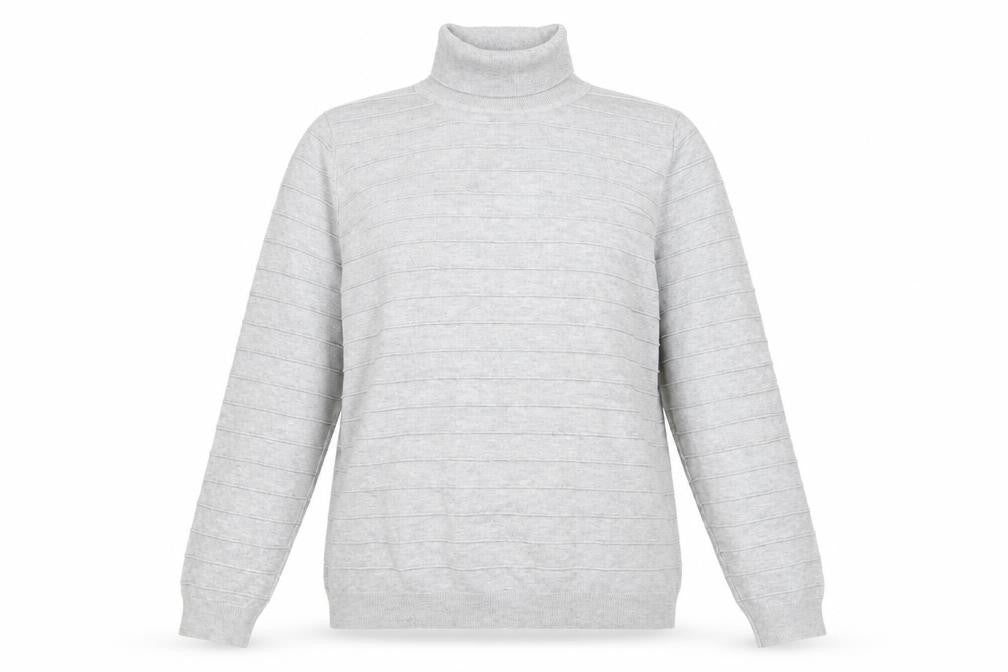 Bonmarché Womens Grey Striped Knit Pullover Jumper Size M
