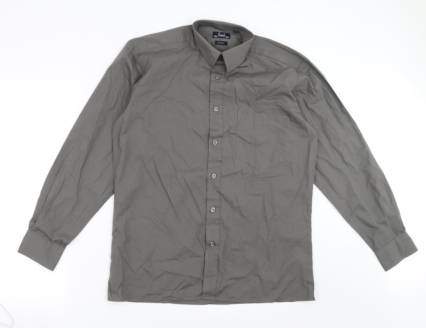 Premier Mens Grey    Button-Up Size 15  - easy care