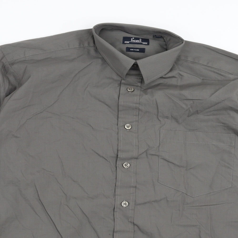 Premier Mens Grey    Button-Up Size 15  - easy care