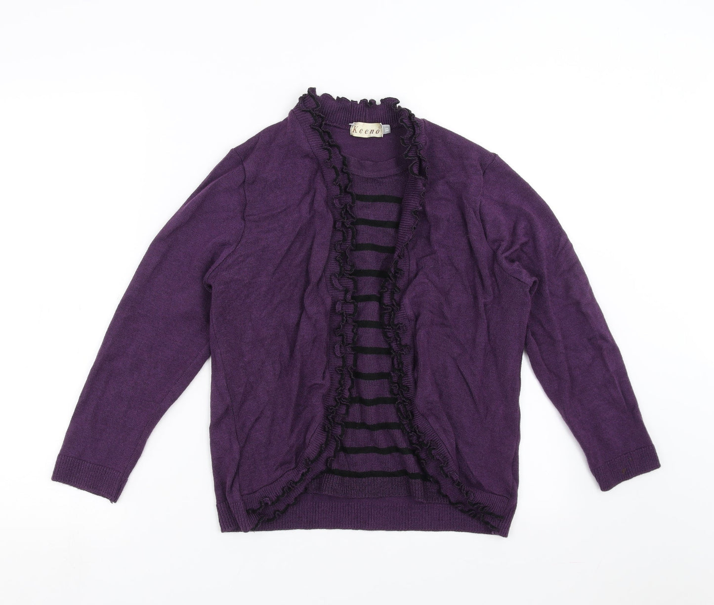 Keeno Womens Purple Striped Knit Pullover Jumper Size XL