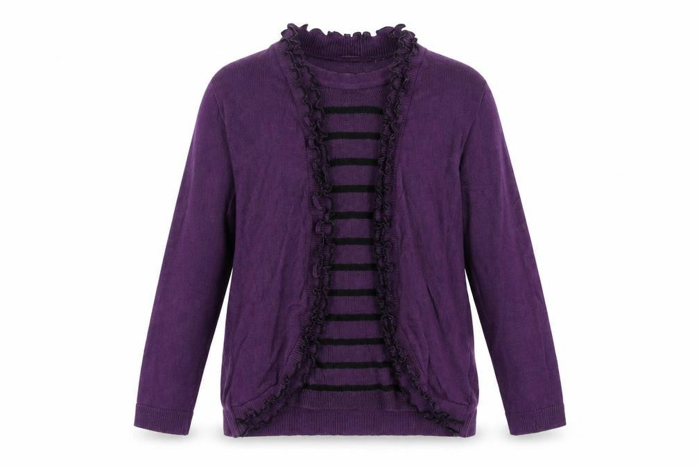 Keeno Womens Purple Striped Knit Pullover Jumper Size XL