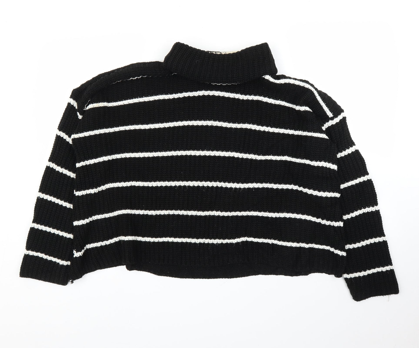 PRETTYLITTLETHING Womens Black Striped  Pullover Jumper Size S