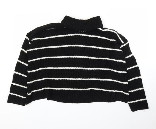 PRETTYLITTLETHING Womens Black Striped  Pullover Jumper Size S