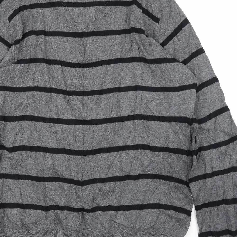 BHS Mens Grey Striped  Pullover Jumper Size L