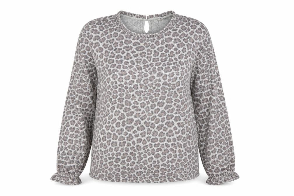 Promod Womens Grey Animal Print  Basic Blouse Size M  - Leopard print